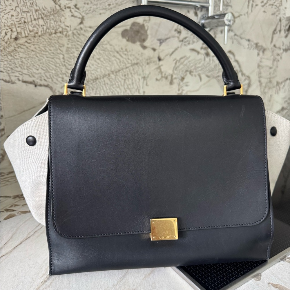 Celine Two-Tone Black and Cream Satchel